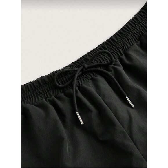 SHEIN 2 Piece Black Lounge Set Crop Button Top Wide Leg Pants 0X Plus - Picture 3 of 8